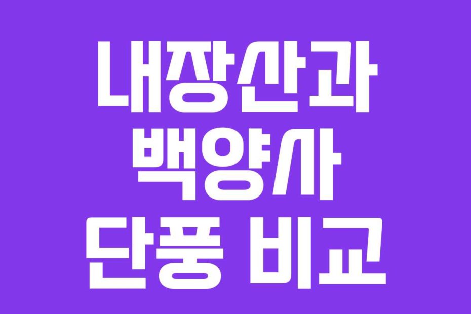 내장산과 백양사 단풍 비교