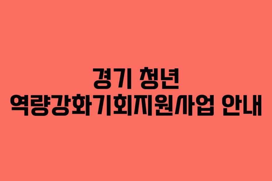 경기 청년 역량강화기회지원사업 안내