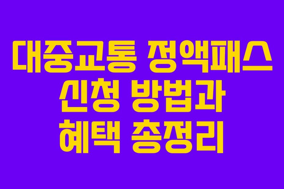 대중교통 정액패스 신청 방법과 혜택 총정리