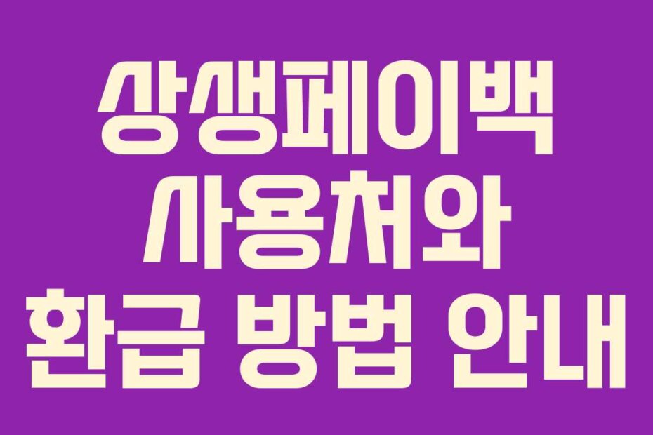 상생페이백 사용처와 환급 방법 안내