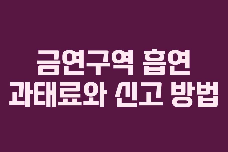 금연구역 흡연 과태료와 신고 방법