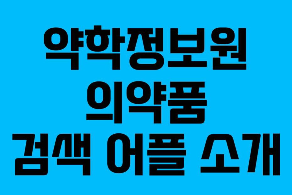 약학정보원 의약품 검색 어플 소개