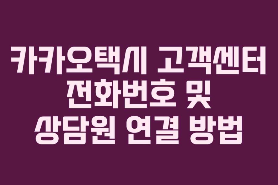 카카오택시 고객센터 전화번호 및 상담원 연결 방법