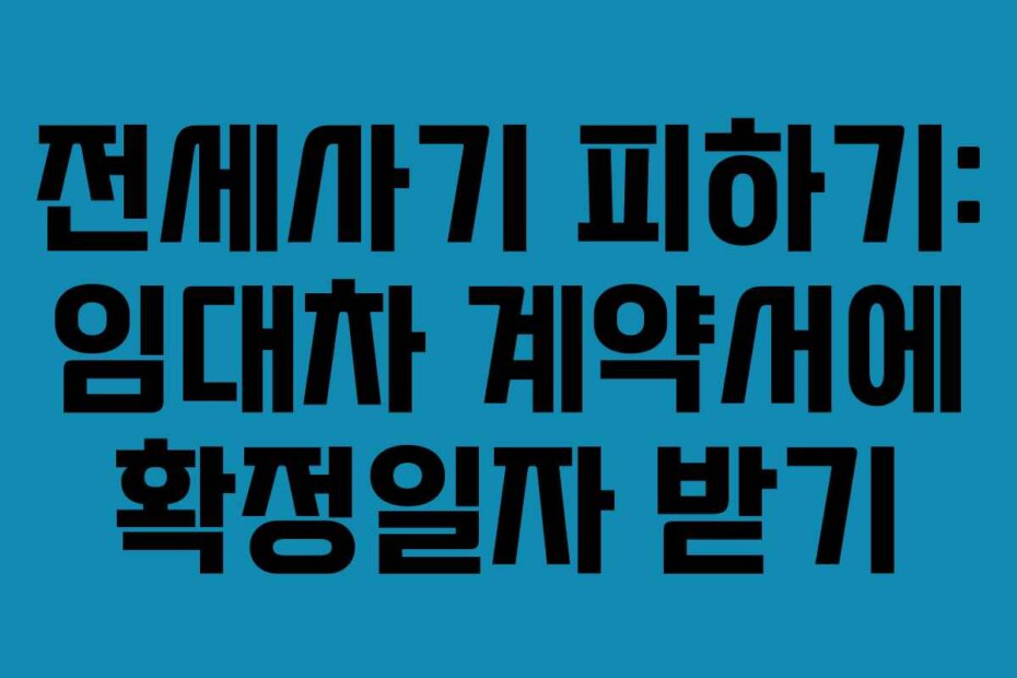 전세사기 피하기: 임대차 계약서에 확정일자 받기