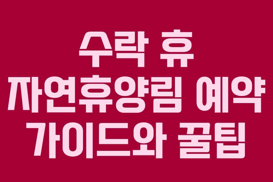 수락 휴 자연휴양림 예약 가이드와 꿀팁