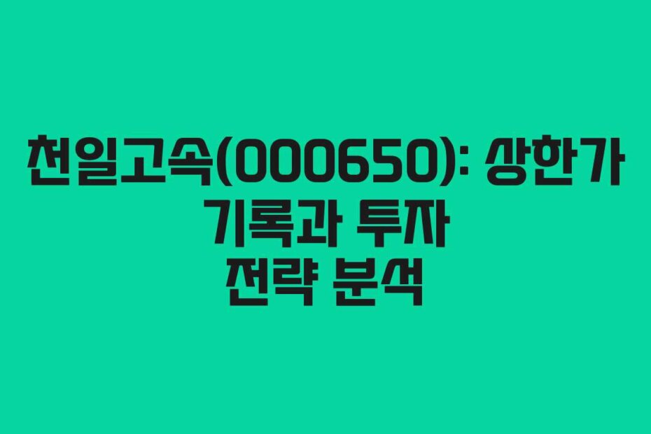 천일고속(000650): 상한가 기록과 투자 전략 분석