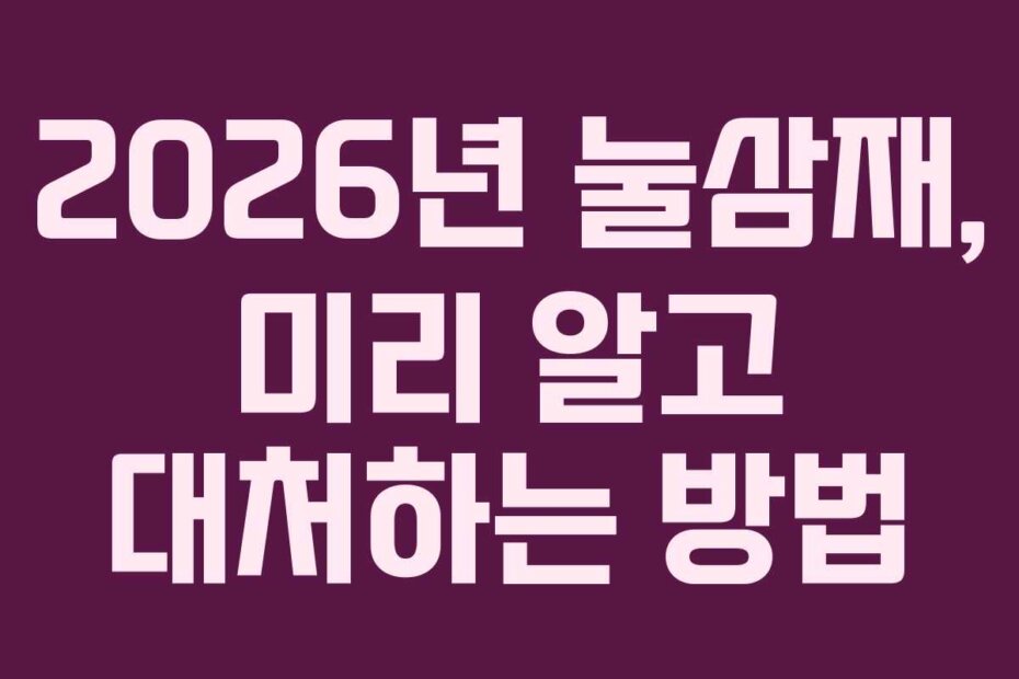 2026년 눌삼재, 미리 알고 대처하는 방법