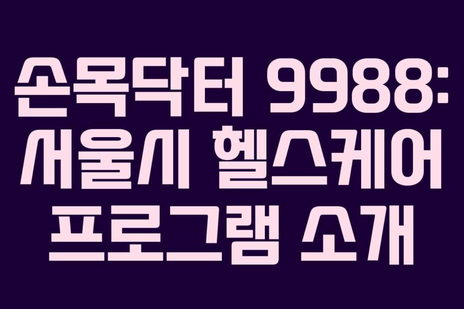 손목닥터 9988: 서울시 헬스케어 프로그램 소개