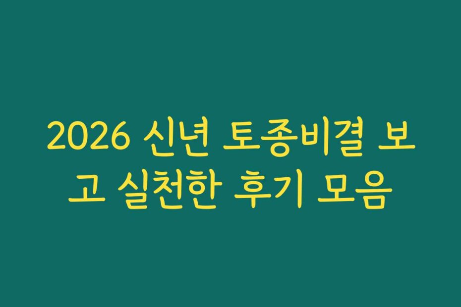 2026 신년 토종비결 보고 실천한 후기 모음