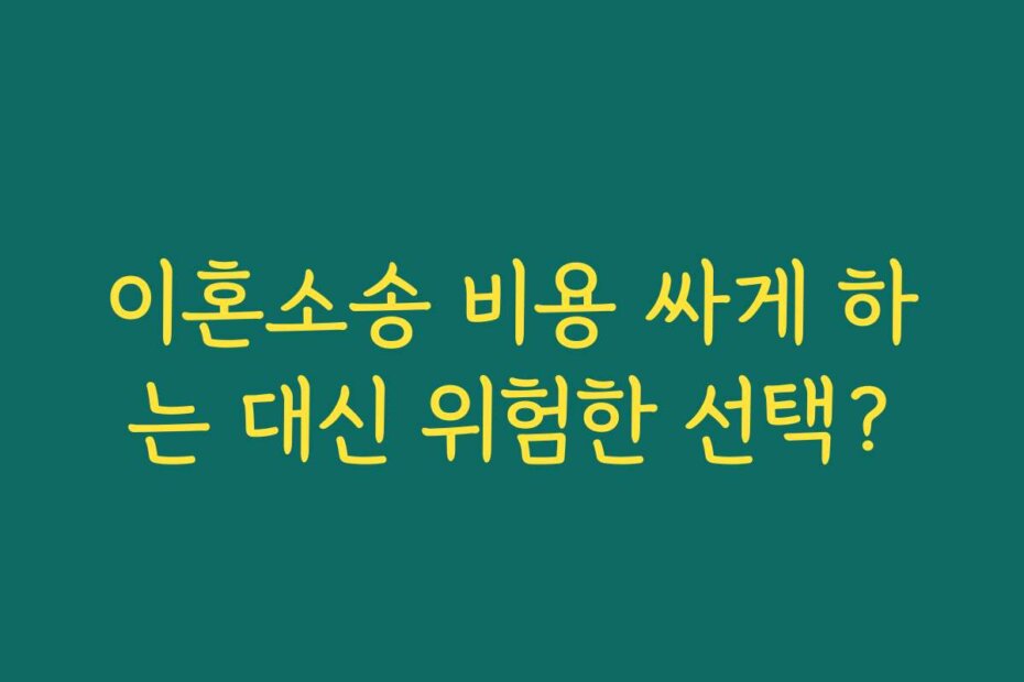 이혼소송 비용 싸게 하는 대신 위험한 선택?