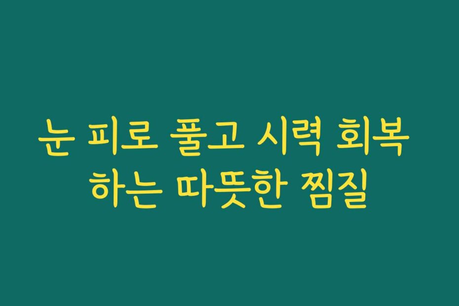 눈 피로 풀고 시력 회복 하는 따뜻한 찜질