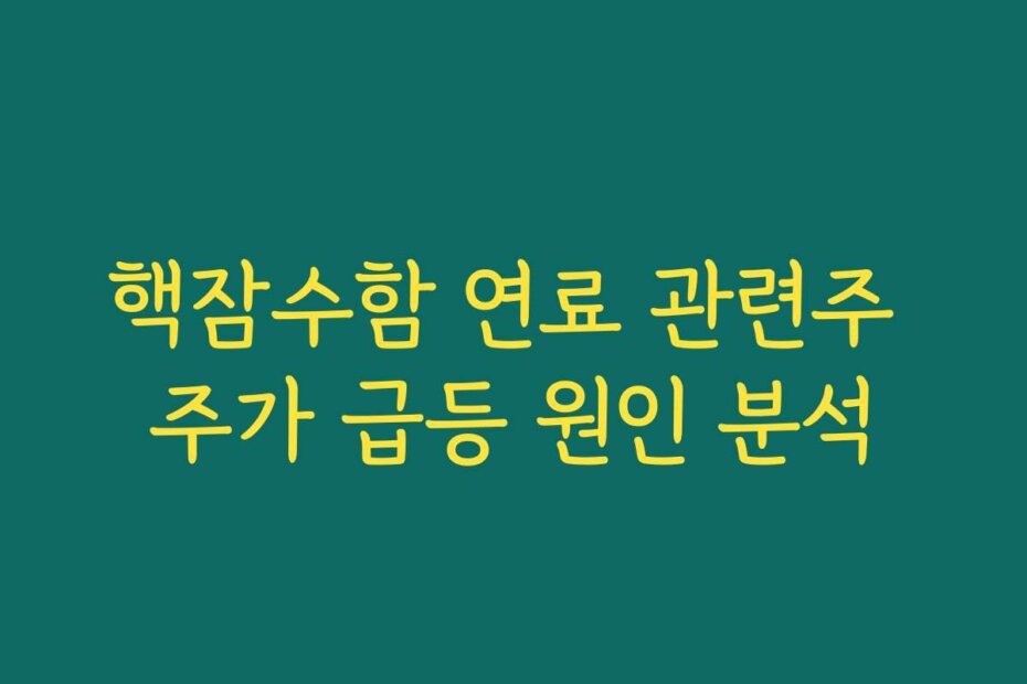 핵잠수함 연료 관련주 주가 급등 원인 분석
