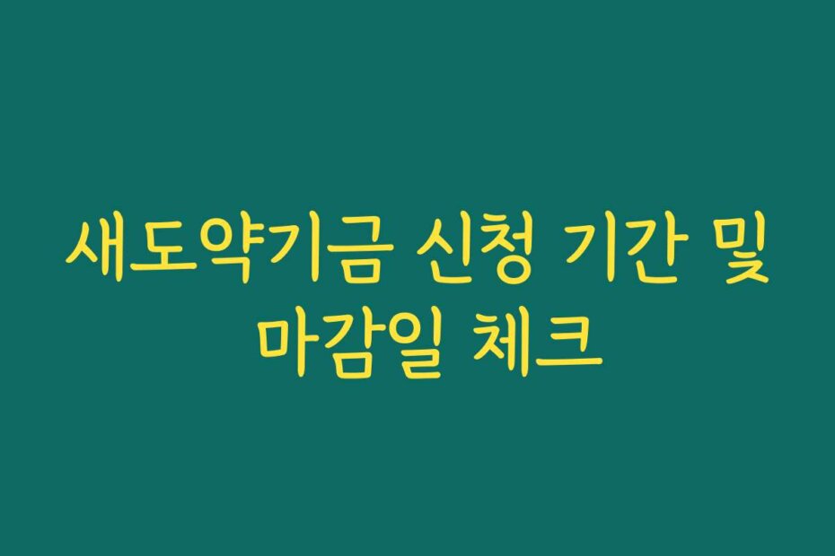 새도약기금 신청 기간 및 마감일 체크