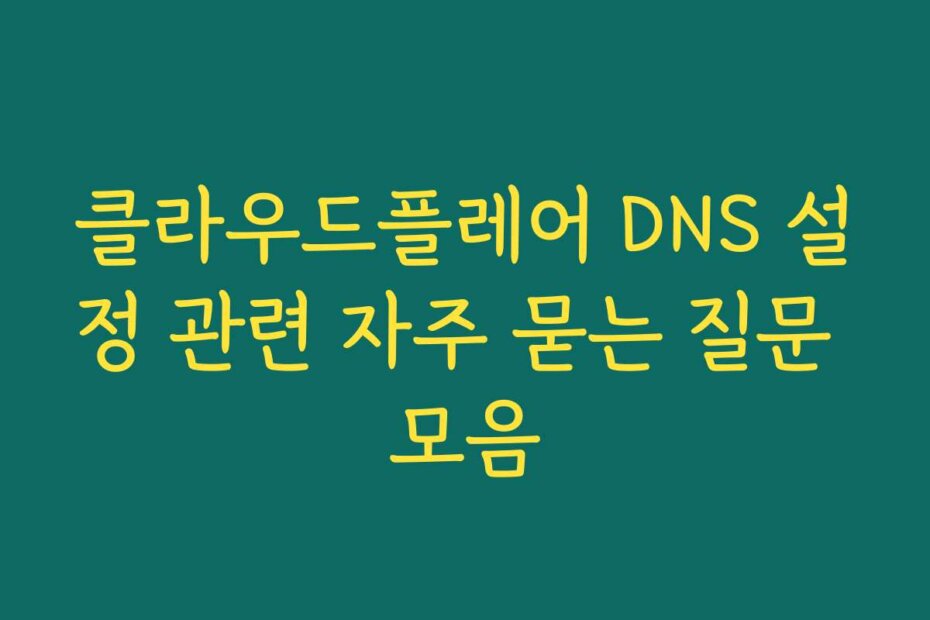 클라우드플레어 DNS 설정 관련 자주 묻는 질문 모음