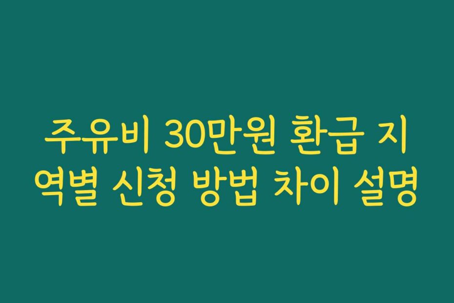주유비 30만원 환급 지역별 신청 방법 차이 설명