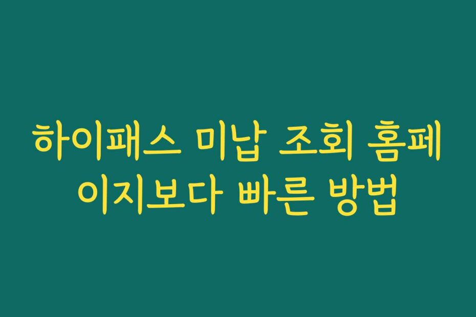 하이패스 미납 조회 홈페이지보다 빠른 방법