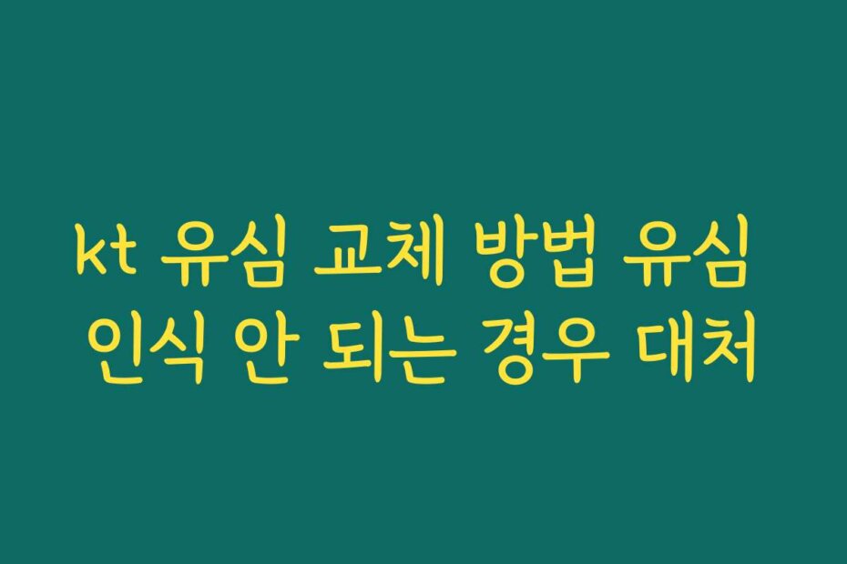 kt 유심 교체 방법 유심 인식 안 되는 경우 대처