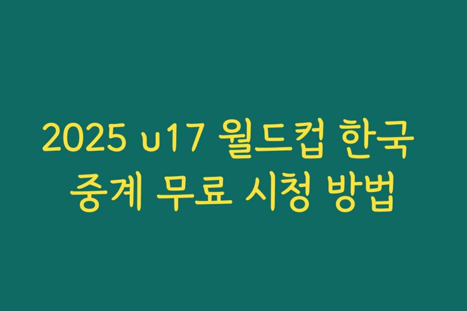 2025 u17 월드컵 한국 중계 무료 시청 방법