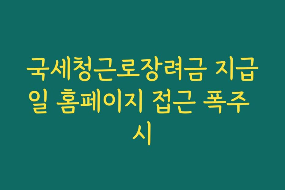 국세청근로장려금 지급일 홈페이지 접근 폭주 시