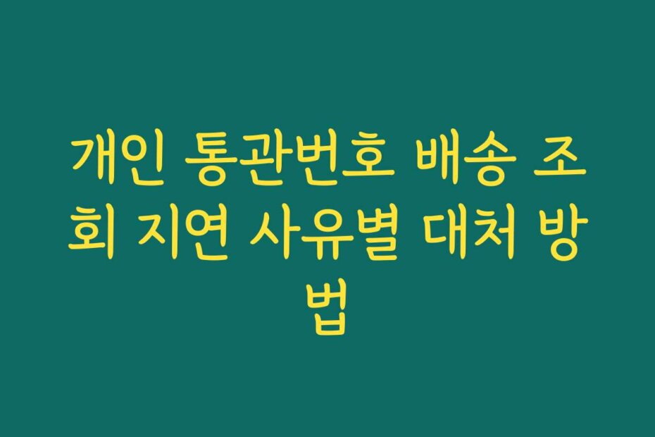 개인 통관번호 배송 조회 지연 사유별 대처 방법