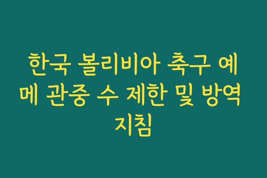 한국 볼리비아 축구 예메 관중 수 제한 및 방역 지침