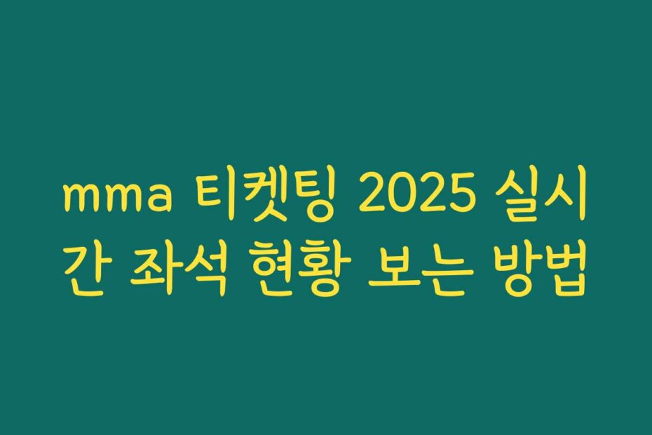 mma 티켓팅 2025 실시간 좌석 현황 보는 방법