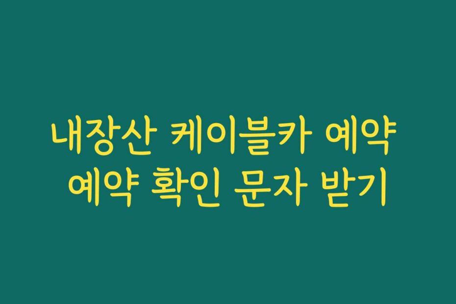 내장산 케이블카 예약 예약 확인 문자 받기