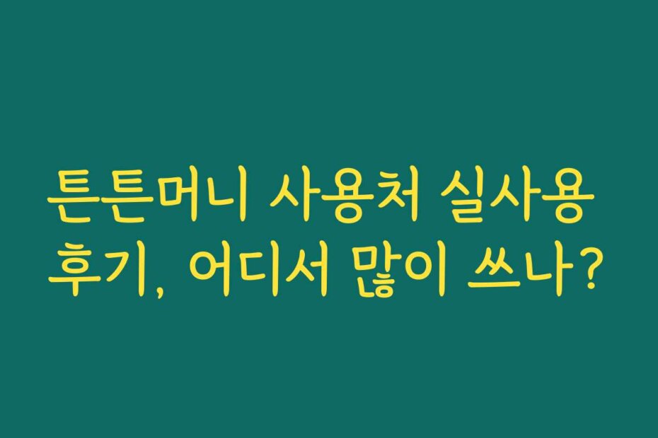 튼튼머니 사용처 실사용 후기, 어디서 많이 쓰나?