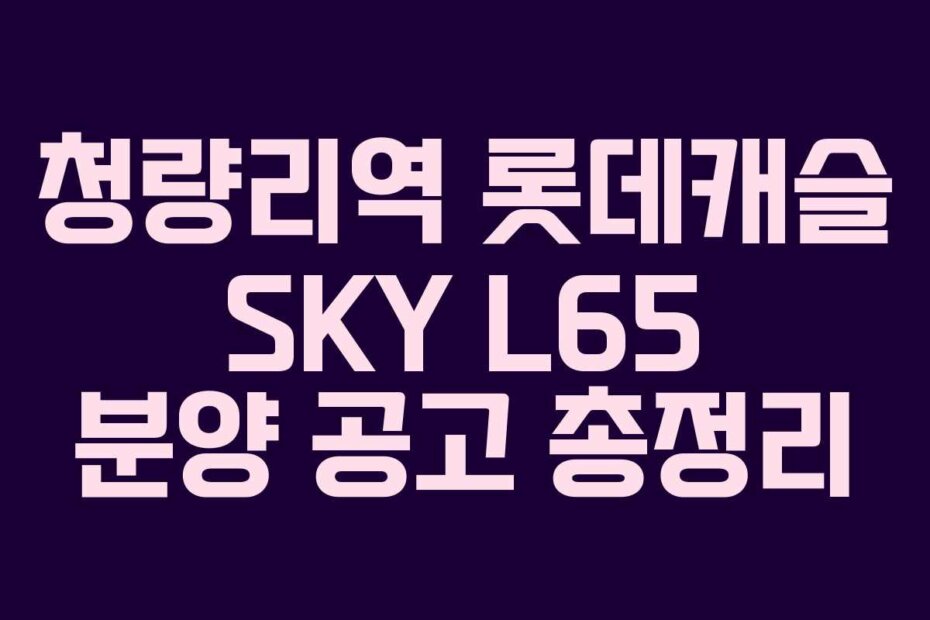 청량리역 롯데캐슬 SKY L65 분양 공고 총정리