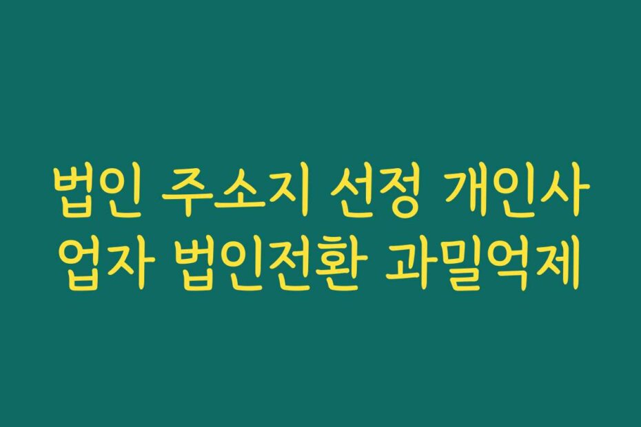 법인 주소지 선정 개인사업자 법인전환 과밀억제