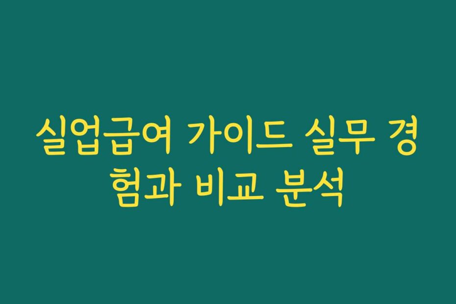 실업급여 가이드 실무 경험과 비교 분석