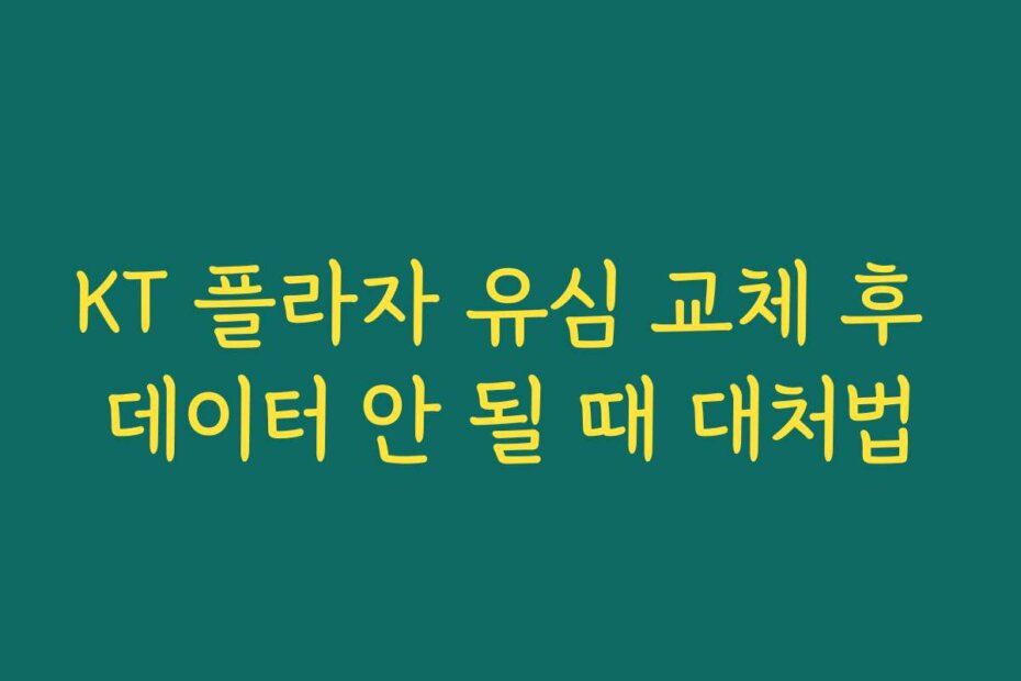 KT 플라자 유심 교체 후 데이터 안 될 때 대처법