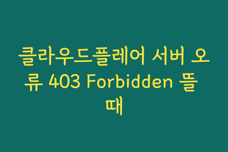 클라우드플레어 서버 오류 403 Forbidden 뜰 때
