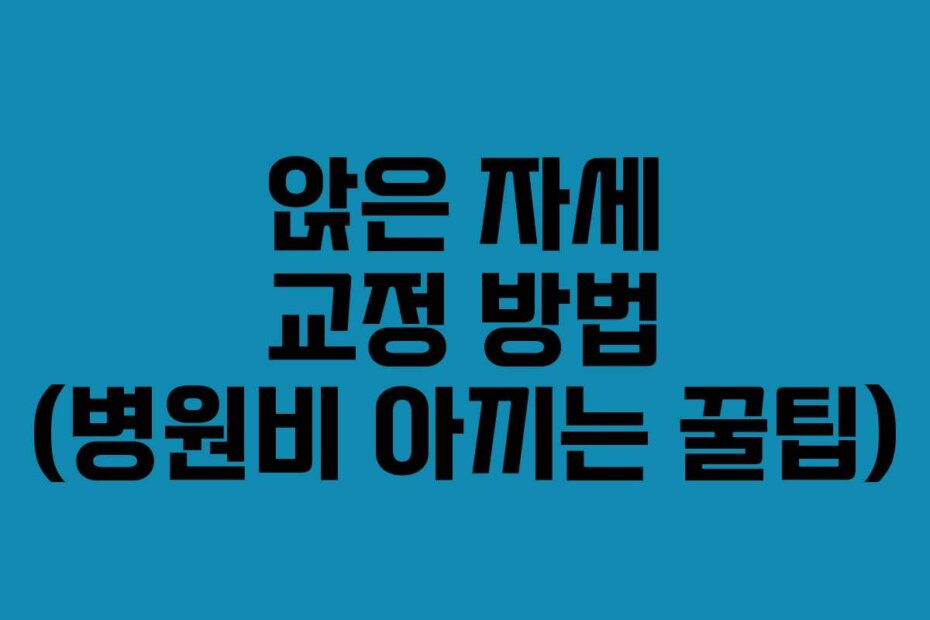 앉은 자세 교정 방법 (병원비 아끼는 꿀팁)