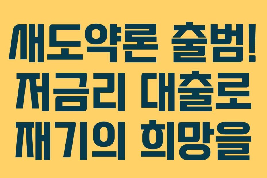 새도약론 출범! 저금리 대출로 재기의 희망을