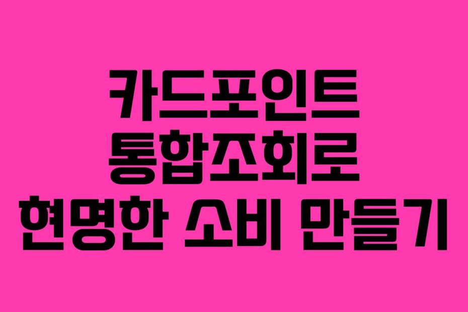 카드포인트 통합조회로 현명한 소비 만들기