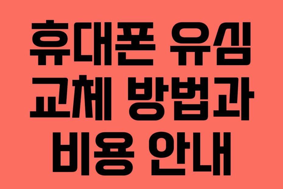 휴대폰 유심 교체 방법과 비용 안내