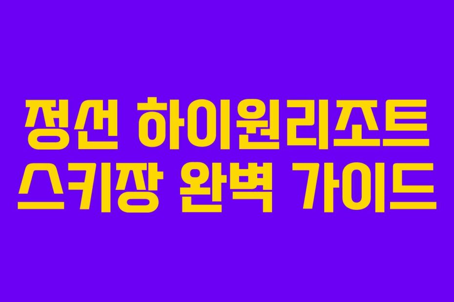 정선 하이원리조트 스키장 완벽 가이드