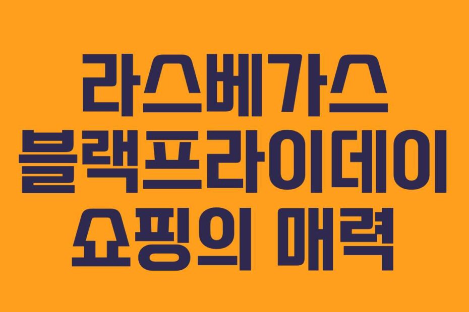 라스베가스 블랙프라이데이 쇼핑의 매력