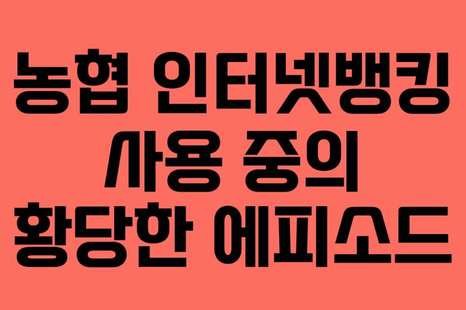 농협 인터넷뱅킹 사용 중의 황당한 에피소드