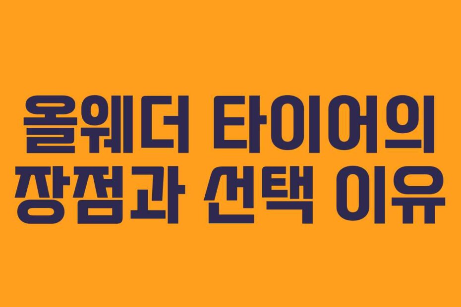 올웨더 타이어의 장점과 선택 이유