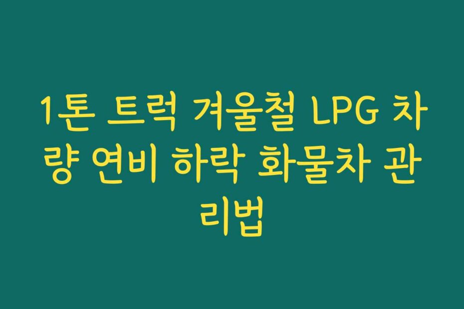 1톤 트럭 겨울철 LPG 차량 연비 하락 화물차 관리법