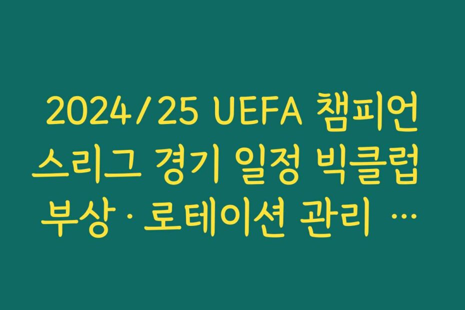2024/25 UEFA 챔피언스리그 경기 일정 빅클럽 부상·로테이션 관리 포인트 설명