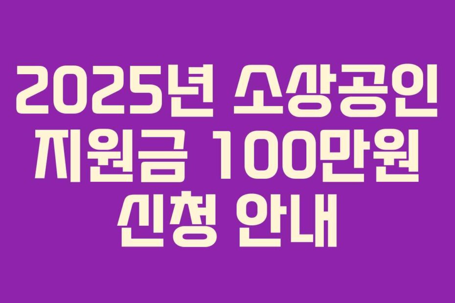 2025년 소상공인 지원금 100만원 신청 안내