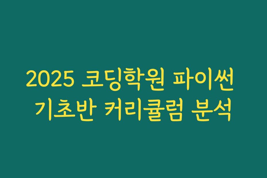 2025 코딩학원 파이썬 기초반 커리큘럼 분석