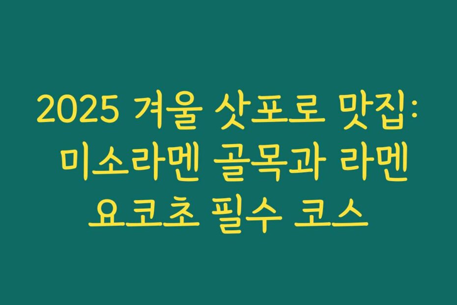 2025 겨울 삿포로 맛집: 미소라멘 골목과 라멘요코초 필수 코스