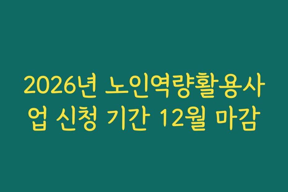 2026년 노인역량활용사업 신청 기간 12월 마감