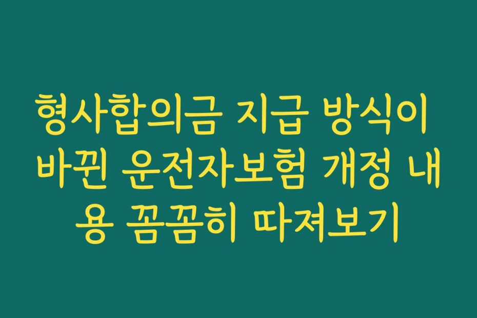 형사합의금 지급 방식이 바뀐 운전자보험 개정 내용 꼼꼼히 따져보기