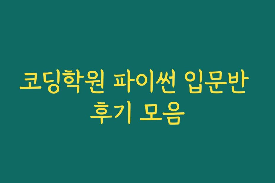 코딩학원 파이썬 입문반 후기 모음