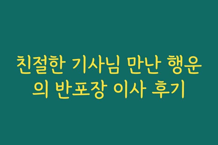 친절한 기사님 만난 행운의 반포장 이사 후기